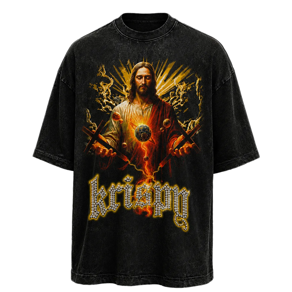 "KKrhist Hands"Acid wash Tee